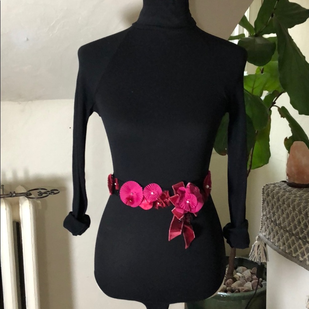 Pink flowered waist belt